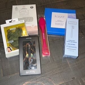 Skin Care Bundle-Gua Sha, Makeup Removers, Tweezers, Facial Brush Etc All NEW